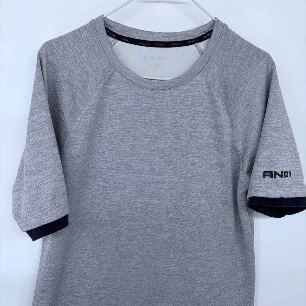 Y2K AND1 T Shirt Medium Men's Gray Stop Sweating Me Basketball Warmup Workout - Picture 2 of 9